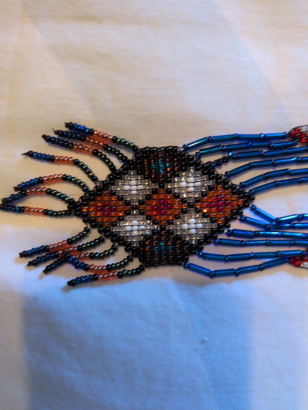 Native Beaded Fringe Necklace with Multicolor Seed Beads